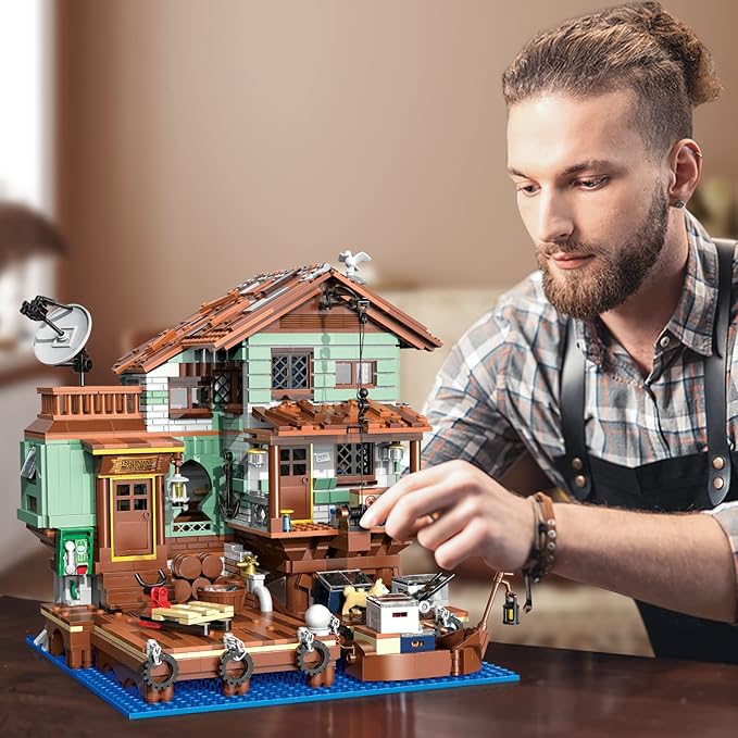Fisherman's Wharf House Mini Bricks Building Kit, Ideas Creative Architecture Building Toys Birthday Gift for Adult Boys Girls -2046 Pieces (Not Compatible with Lego Set)