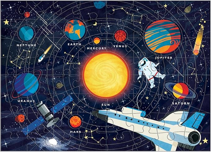 Mudpuppy Solar System – 70 Piece Jigsaw Puzzle with Planet Shaped Pieces Featuring Planets Constellations And Other Fun Space Themed Objects