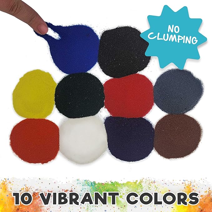 CuteyCo Crafty Sand Pack - 10 Colors: 11 lbs of Vibrant Craft Sand & Play Sand for Boys