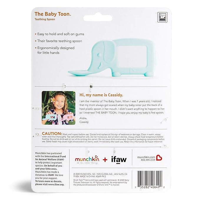 Munchkin® The Baby Toon™ Silicone Teether Spoon, Elephant, Mint (As Seen On Shark Tank)