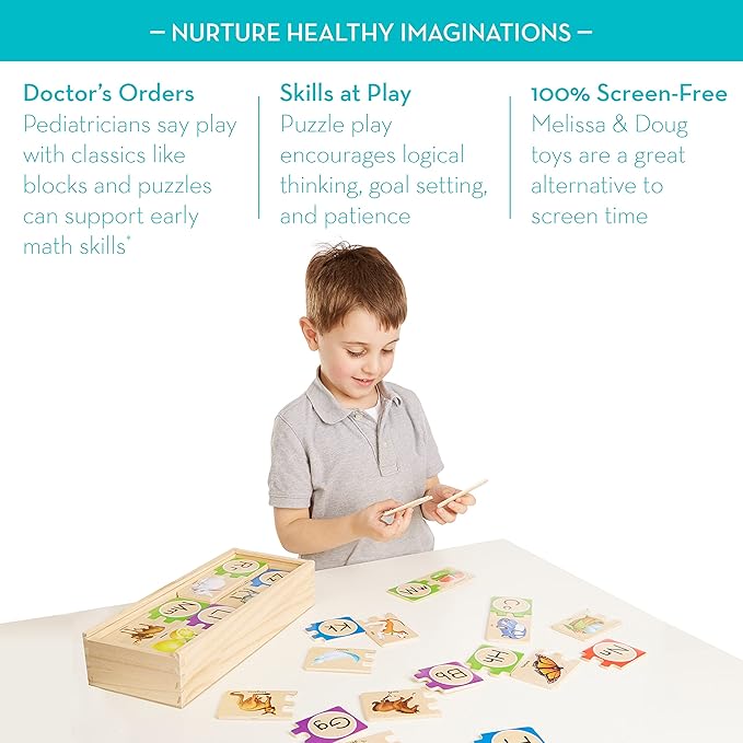 Melissa & Doug Self-Correcting Alphabet Wooden Puzzles With Storage Box (52 pcs)