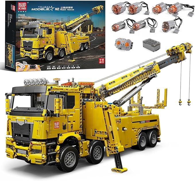 Mould King 17028 Road Rescue Vehicle Building Block Kits, MOC Building Blocks Set to Build, Gift for Kids Age 8+/Adult Collections Enthusiasts (4883 Pieces with Motor/APP Remote Control)