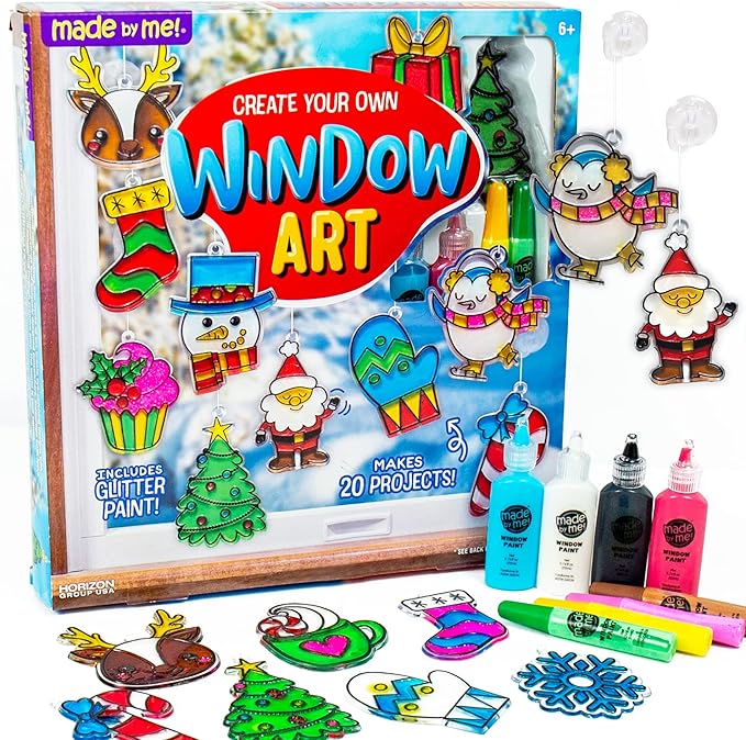 Made By Me Create Your Own Holiday Window Art, Christmas Ornament Kits, Arts & Crafts Activities, Days of Christmas Gifts for Kids Ages - 6+