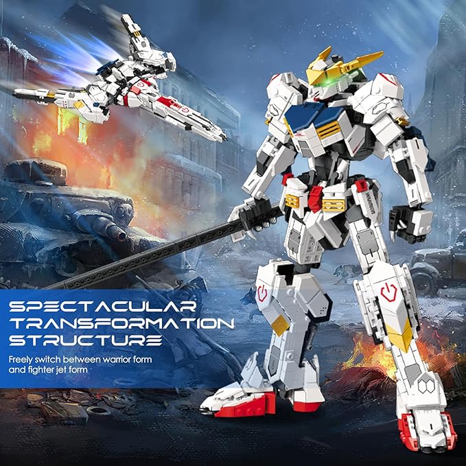 Velance Mech Robot Transforming Building Blocks Set, Warrior City Mech & Fighter Jet Building Toy Kit, Mecha Robot Building Block Model for Kids & Adults, Birthday, Valentine's Day Gift(952 Pcs)