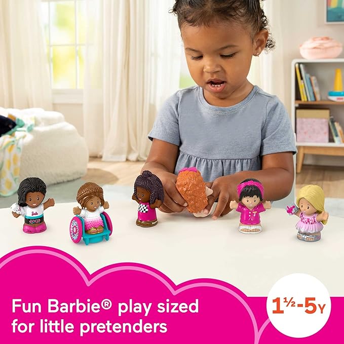 Fisher-Price Little People Barbie Toddler Toys Figure 6 Pack for Preschool Pretend Play Ages 18+ Months