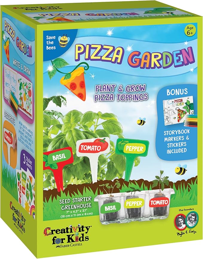 Creativity for Kids Pizza Garden Kit - Grow Your Own Pizza Vegetable and Herbs - Gardening Kit for Kids