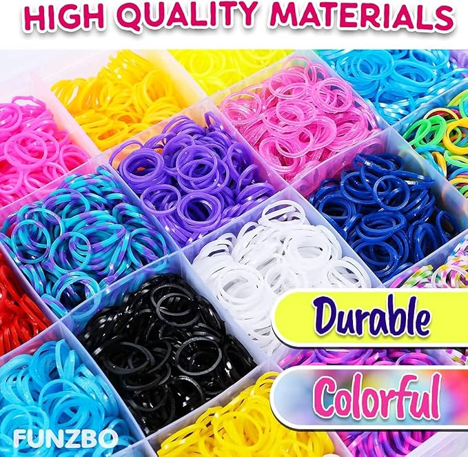 FUNZBO Rubber Band Bracelet kit - 2200pcs+ Loom Bracelet Kit, Loom Bands for Bracelets Making Kit, Rubberband Bracelets Kit for Toddlers Girls Christmas Birthday Gift
