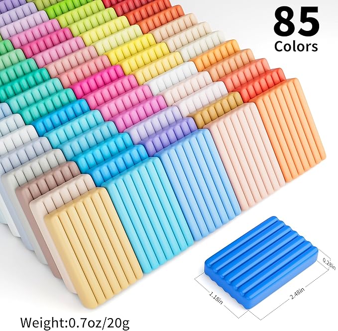 Aestd-ST Polymer Clay Kits, 85 Colors Oven Bake Modeling Clay for Kids, Non-Sticky Molding Clay with Sculpting Tools and DIY Accessories, Holiday Gift for Children and Artists.