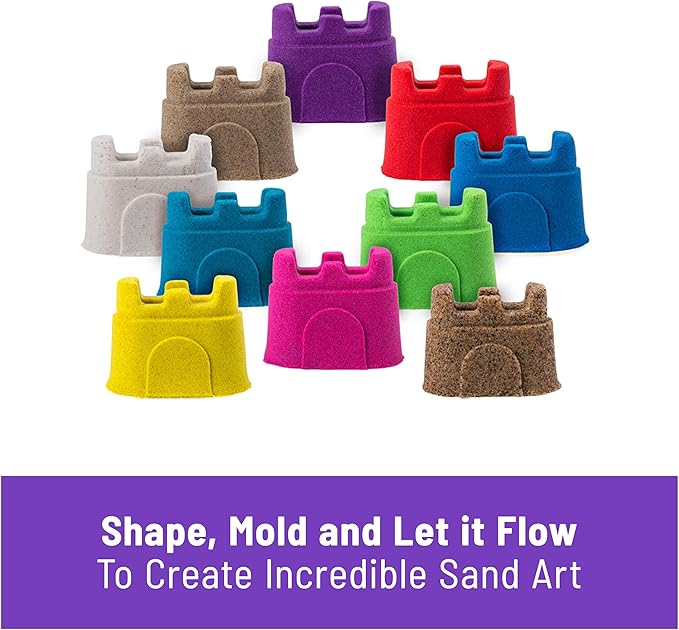Kinetic Sand, Castle Containers 10-Color Pack of Play Sand for Party Favors, Goodie Bags, Sensory Toys for Kids Ages 3 and up
