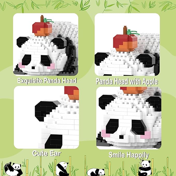 Mini Building Blocks- Lying Panda with Fruit, Party Favors- Micro Blocks Panda Toy for Kids 6 7 8 9 10+, Mini Blocks Building Sets for Adults, Birthday for Boys and Girls(597PCS)