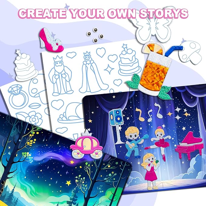 CVVDOOK 170 Foam Stickers Foil Art Fun Toys,Arts and Crafts Activity for Kids,12 Wonderful Themes: Princesses, Castles, Lighthouses, Sea, Sports, Sky,etc.Birthday or Christmas Gifts for Children