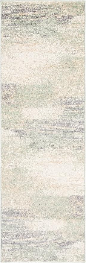 SAFAVIEH Adirondack Collection Runner Rug - 2'6" x 8', Ivory & Sage, Modern Abstract Design, Non-Shedding & Easy Care, Ideal for High Traffic Areas in Living Room, Bedroom (ADR112W)