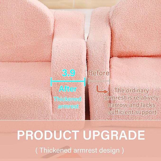 Tiita Kids Sofa, 2-in-1 Kids Sofa Chair, Convertible Children Couch to Lounger, Flip Out Kids Sofa Chair, Glow in The Dark Toddler Armrest Chair Bed for Girl or Boy (Grey Dinosaur)