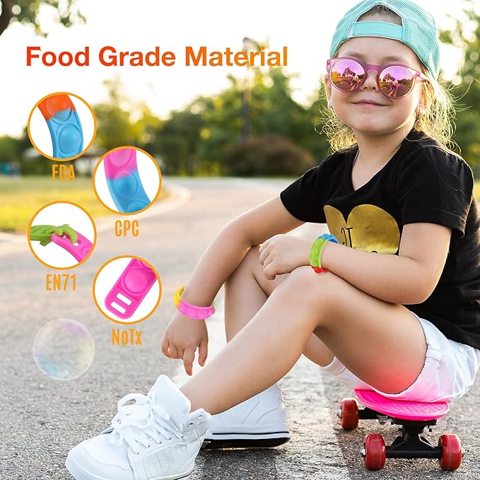 Kids Party Favors Pop Fidget Toys Bulk Its 24 Packs Fidget Bracelet It Birthday Party Favors for Kids Goodie Bags Stuffers Classroom Prizes Poppers Valentines Gifts for Students Girls Boys Cheap
