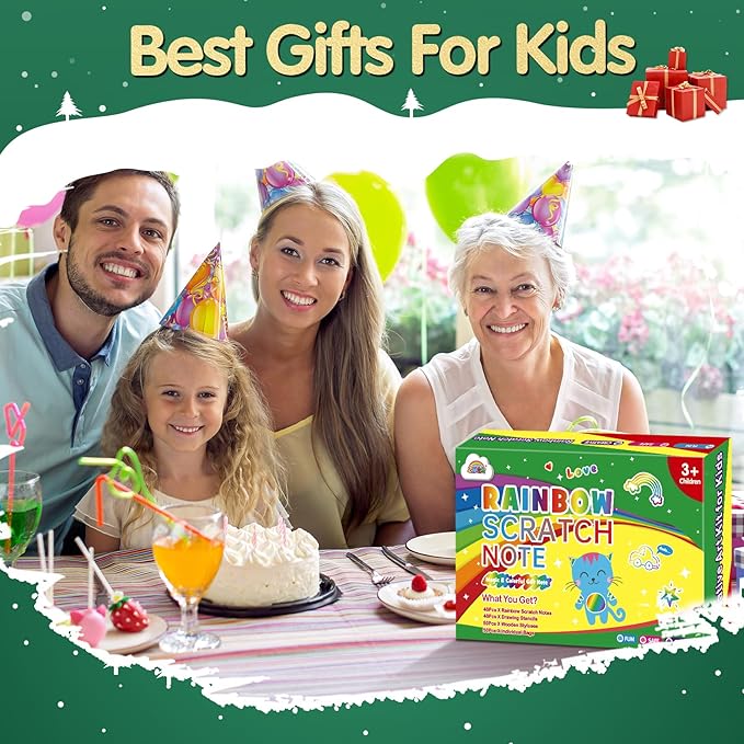 ZMLM Rainbow Scratch Party Favors Kids: Birthday Gifts Toy Bulk Scratch Art Notebook 48 Pack Scratch Paper Birthday Party Favor Girls Boys Art Craft Kit Scratch Pads Classroom Prizes