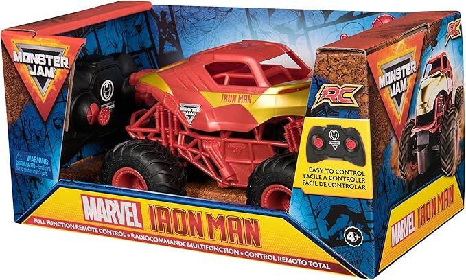 Monster Jam, Marvel Iron Man RC Monster Truck, 1:24 Scale, Kids Toys for Boys and Girls Ages 4 and up