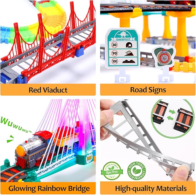 Toddler Train Set Toy, Electric Train Track & Dinosaur Track Toy for 3 4 5 Years Old Kids, Boys and Girls