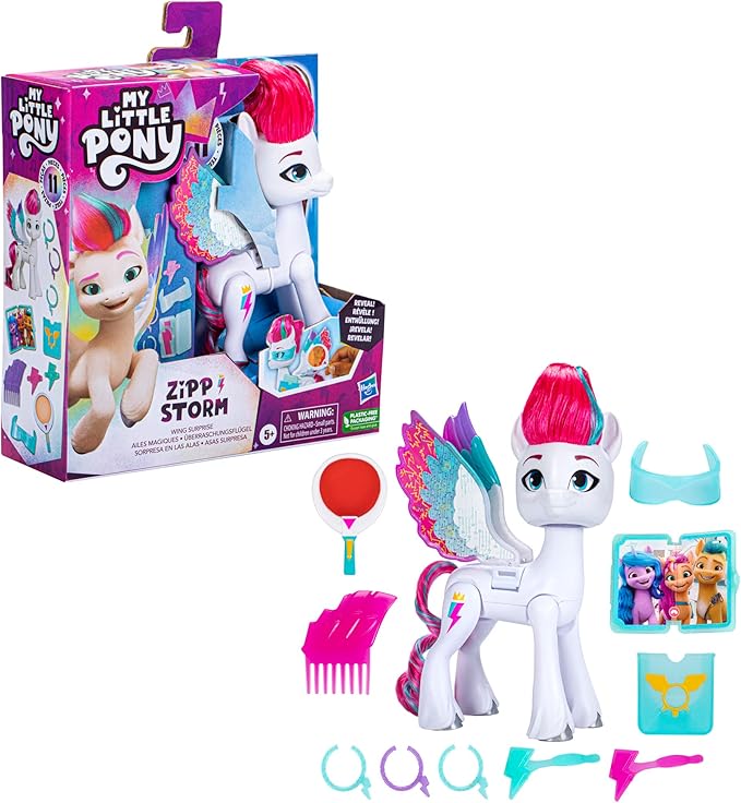 My Little Pony Dolls Zipp Storm Wing Surprise, 5.5-Inch Toy with Wings and Accessories, Toys for 5 Year Old Girls and Boys
