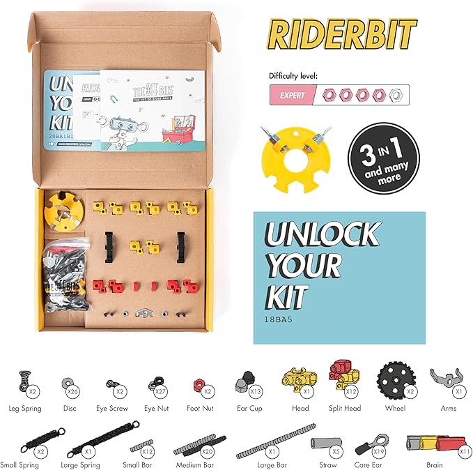 Motorbike Stem Building Toys, RiderBit Educational Build Your Own Robot Toy for Kids 8+ Year Old Boys and Girls, Stem Toys Engineering Kit, Vehicle Construction Toys Steam Gift