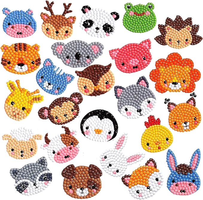 sinceroduct 5D DIY Kids Animal Diamond Stickers Beginner Diamond Kits, Digital Diamond Paint
