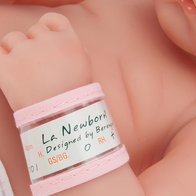 JC Toys - La Newborn First Day| Anatomically Correct Real Girl Baby Doll | 14" All-Vinyl Baby Doll | Includes Hospital Blanket, Bracelet and First Baby Bottle| Made in Spain | Designed by Berenguer | Ages 2+