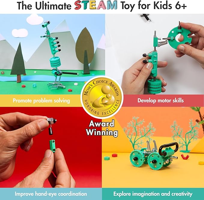 Dino Erector Set, Educational Build Your Own Robot Toy for Kids Ages 6 7 8 9+ Year Old Boys and Girls, Stem Building Toys Engineering Kit, Construction Toys Steam Gifts for Kids