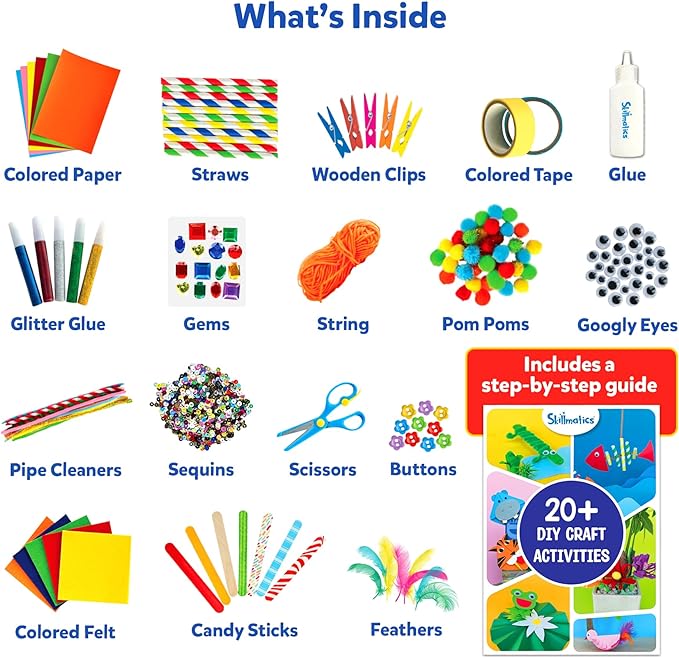 Skillmatics Ultimate Art & Craft Activity Kit, 2000+ Pieces, Art & Craft Supplies, DIY Creative Activity, Step-by-Step Guide, Gifts for Girls & Boys Ages 6, 7, 8, 9, 10, 11, 12, 13