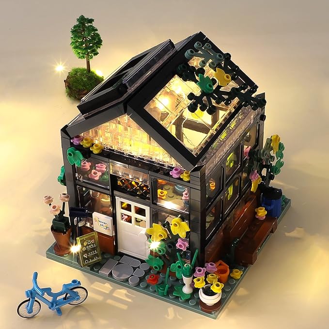 QLT QIAOLETONG Flower House Building Set, Compatible with Lego Flower House Create Elegance and Warmth Environment, with Beautiful Gift Box Toys for Boys Girls 6-12 and Building Lover (579 Pcs)