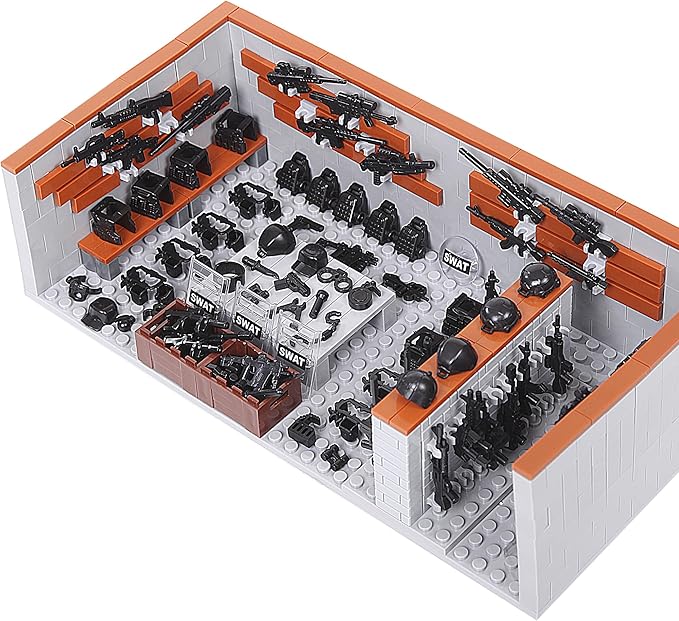 Military Base Army Base Building Blocks Sets WW2 Battle Brick Armory Swat Team Weapons Pack Toys Compatible with Major Brands Bricks(568 Pcs)