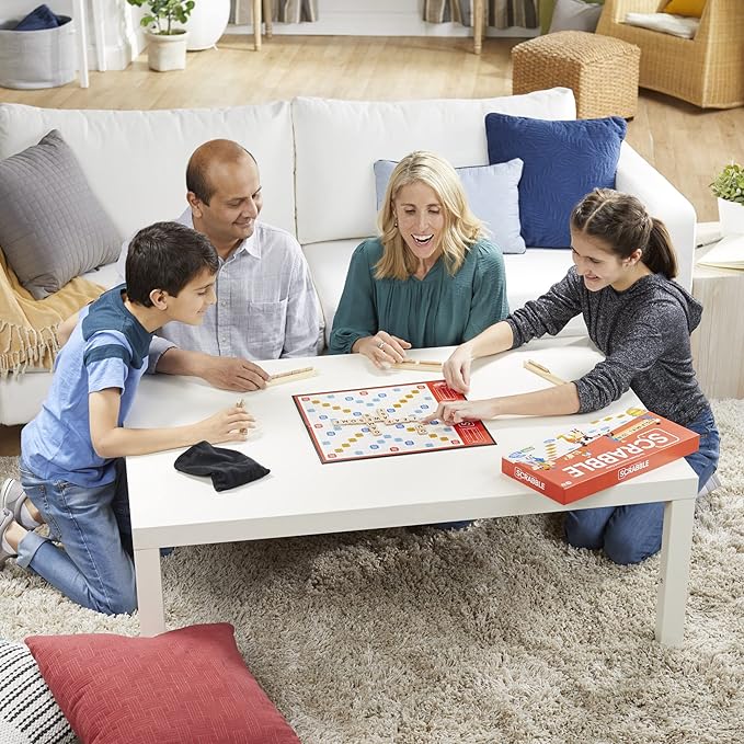 Hasbro Gaming Scrabble Board Game,Word Game for Kids Ages 8 and Up,Fun Family Game for 2-4 Players,The Classic Crossword Game