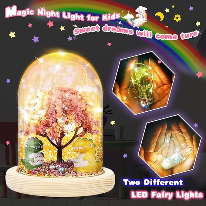TCJJ Make Your Own Unicorn Night Light, Unicorn Craft Kit for Kids, Arts and Crafts DIY Nightlight Unicorn Mermaid Terrarium Birthday Gifts Christmas Gifts for Girls Age 4-8 6-8