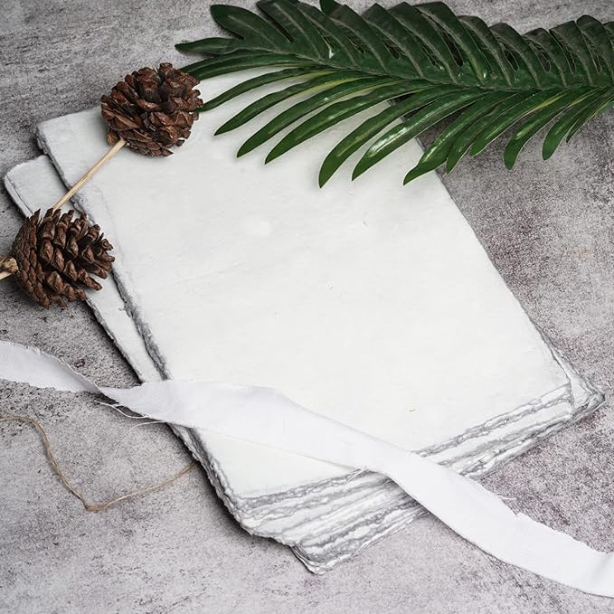 LEATHER VILLAGE Watercolor Paper - 6 X 4 inches, 50 Sheets - Mixed Media Watercolor Paper - 150 GSM Thick Deckle Edge Virgin Cotton Handmade Paper - Grey Toned