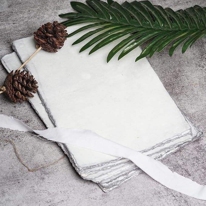 LEATHER VILLAGE Watercolor Paper - 8 X 6 inches, 50 Sheets - Mixed Media Watercolor Paper - 150 GSM Thick Deckle Edge Virgin Cotton Handmade Paper - Grey Toned