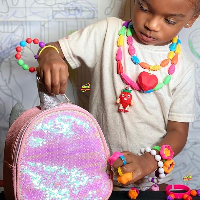 Axel Adventures Pop Beads Jewelery Making Kits for Girls, Colorful Jewelry Crafts Toy for Kids Age 4-8, Necklace, Ring, Bracelet Making Kit for Little Girls, Girls Gift, Educational Girls Gift