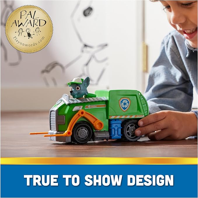 Paw Patrol, Rocky’s Recycle Truck, Toy Truck with Collectible Action Figure, Sustainably Minded Kids Toys for Boys & Girls Ages 3 and Up