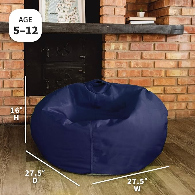 Big Joe Classic Bean Bag Chair, Navy Smartmax, Durable Polyester Nylon Blend, 2 feet Round