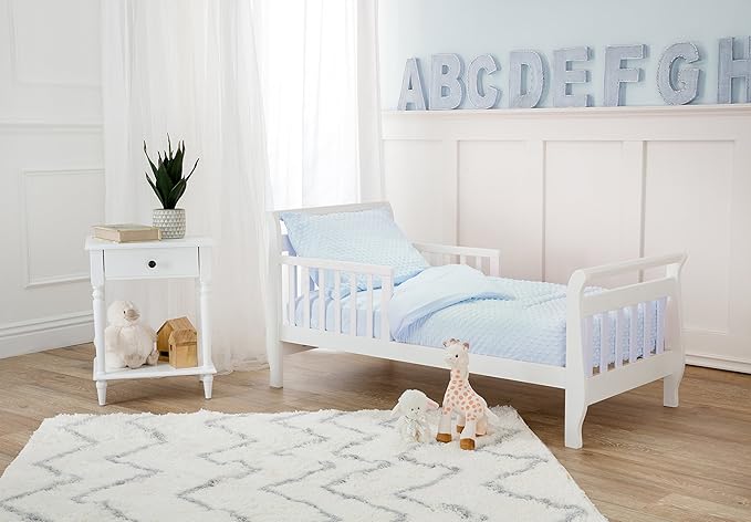 American Baby Company Heavenly Soft Minky Dot Chenille Toddler Bedding Set, Blue, 4 Piece, for Boys and Girls