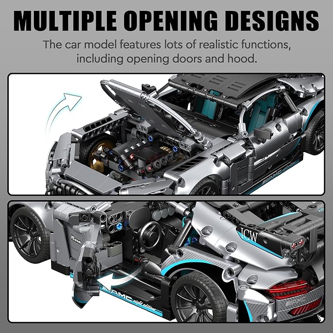 Super Sports Car Building Sets for Adults, 1:14 MOC Buildable Racing Cars Model Building Blocks Kit, Collectible Supercar Birthday Gifts for Boys Teens(1466pcs)