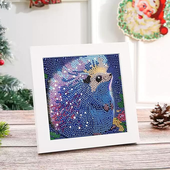Reivworl Diamond Art Kits for Kids, Hedgehog Diamond Art for Kids Ages 8-12, Hedgehog Diamond Painting Kits for Kids for Home Wall Decor (8x8Inch)