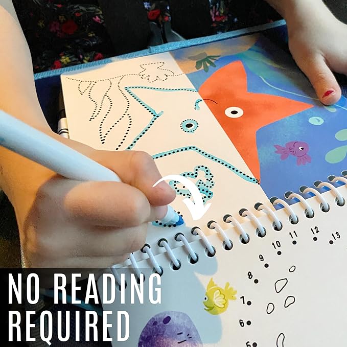 Kids Small Size Travel Educational Activity Books with Washable Markers (7"x7") - Car and Airplane Activities - Reusable Stickers for Ages 4, 5, 6 (Jungle, Ocean & Princess)