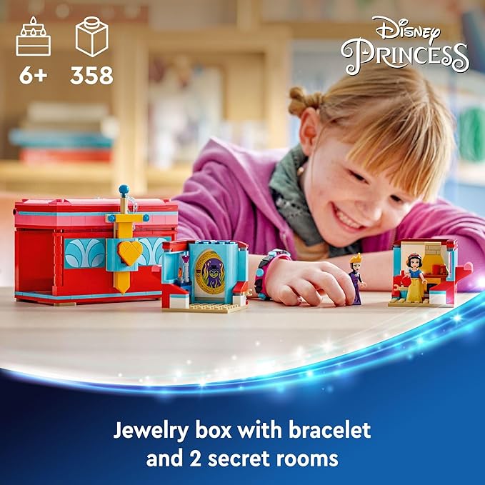 LEGO ǀ Disney Snow White’s Jewelry Box, Snow White and The Evil Queen Mini Doll Figures, Building Disney Toy for Kids, Birthday Gift for 6 Years Old Girls and Boys, Play Disney Bracelet, 43276