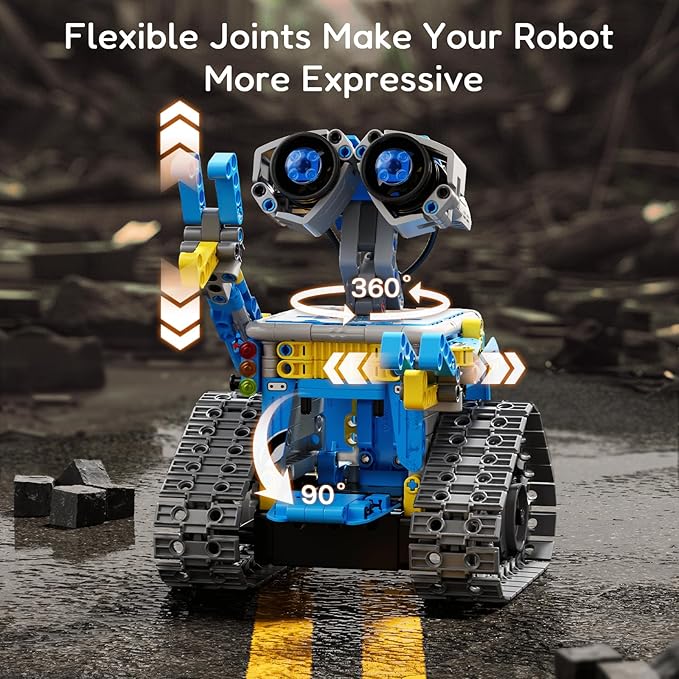 Sillbird 5in1 STEM Robot Building Kit Christmas Toys for Ages 8-13, Remote&App Controlled Educational Coding Technic Set for Kids Birthday Gifts for Boys Girls Aged 8 9 10 11 12 13+ (488 Pieces)-Blue