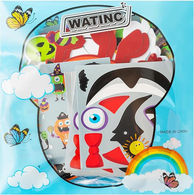 WATINC 123pcs Halloween Monster Crafts Kits for Kids, Halloween Hanging Ornaments DIY Make Your Own Monster Set Art, Halloween Handcraft Home Classroom Game Activities Party Favors Tree Decoration