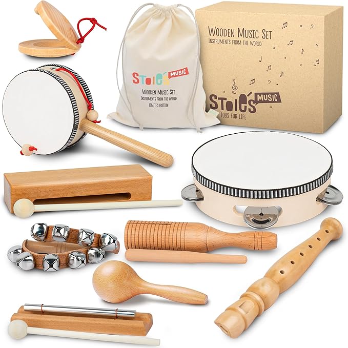 STOIE'S Wooden Toddler Musical Instruments for Kids Ages 5-9 Montessori Baby Musical Instruments for Toddlers 3-5 Kids Musical Instruments Toys Music
