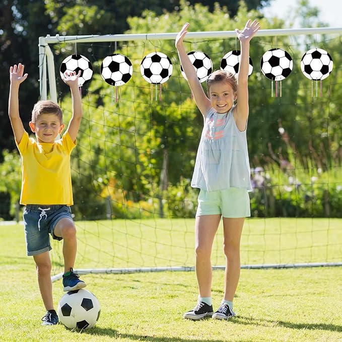 gisgfim 16 Pack Soccer Wind Chime Crafts Kits for Kids Make Your Own Soccer Wind Chime Wooden DIY Arts and Crafts Decoration for Birthday Party School Classroom Decorations Supplies Birthday Favors