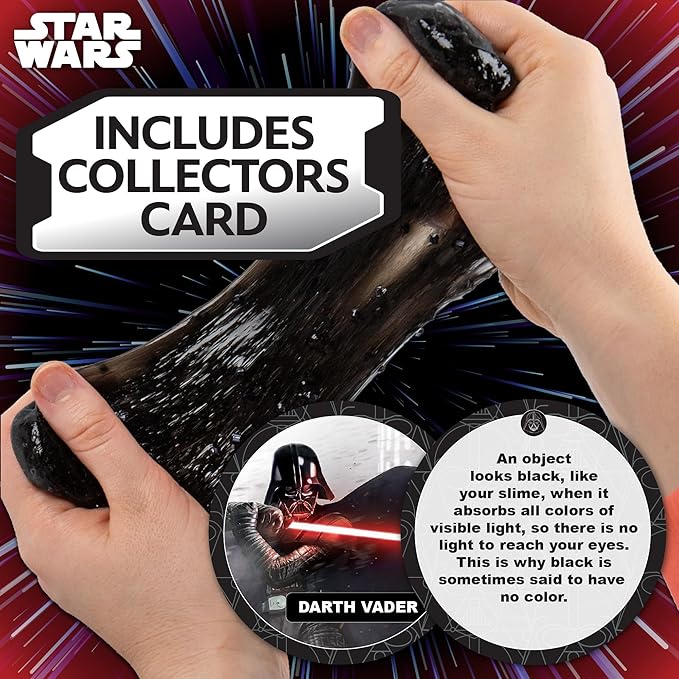 STAR WARS Vader Black Slime, 8 oz Galaxy Slime, Pre-Made Darth Vader Slime, Party Favors for Kids, Perfect for Goodie Bags, Desk Toys, Star Wars Merch, Star Wars Toys, Gifts for 6 Year Old Boys