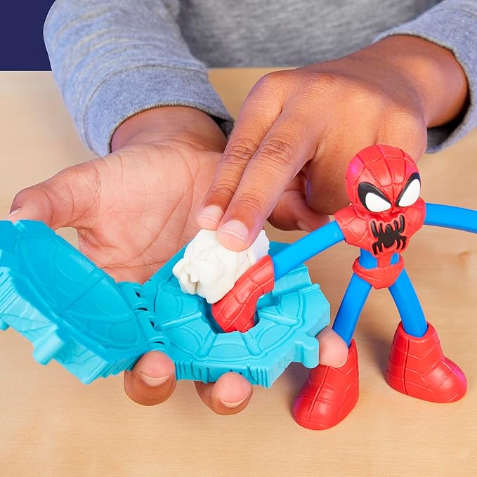 Play-Doh Marvel Spider-Man Launch & Slice Battle Playset with 2 Bendy Action Figures and 7 Accessories, Imagination Toys for Boys & Girls 4 Years & Up
