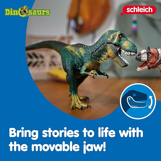schleich DINOSAURS — Tyrannosaurus Rex, T-Rex Toy with Realistic Detail and Movable Jaw, Imagination-Inspiring Dinosaur Toys for Girls and Boys Ages 4+, Dark Green