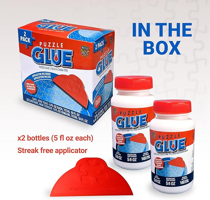 MasterPieces Puzzle Glue and Wide Plastic Spreader 5oz - Pack - Jigsaw Puzzle Saver Clear Glue for Puzzle Protector