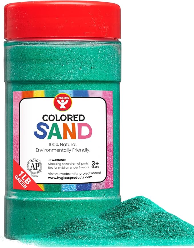 Hygloss Products Colored Play Sand - Assorted Colorful Craft Art Bucket O' Sand, Green, 1 lb